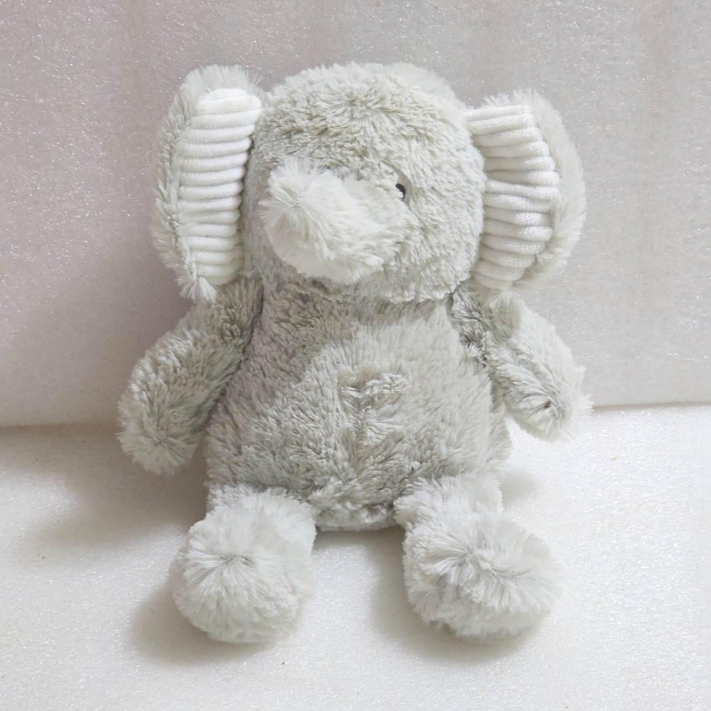 Carter's Gray Elephant White Corduroy Ears Sewn Eyes Plush Baby Toy Lovey 10"